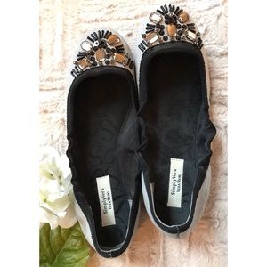 Vera Jeweled Gray Flats